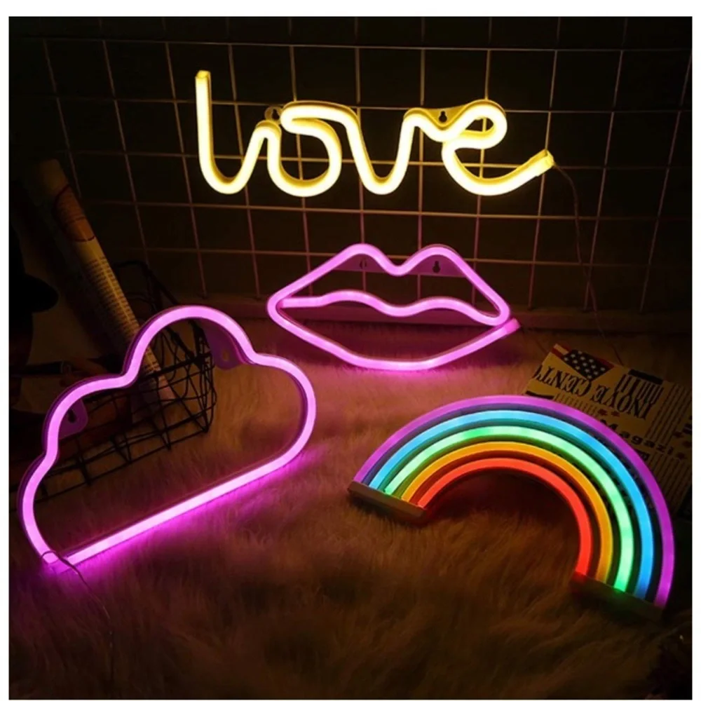 Pink Lip Shaped Neon Signs
